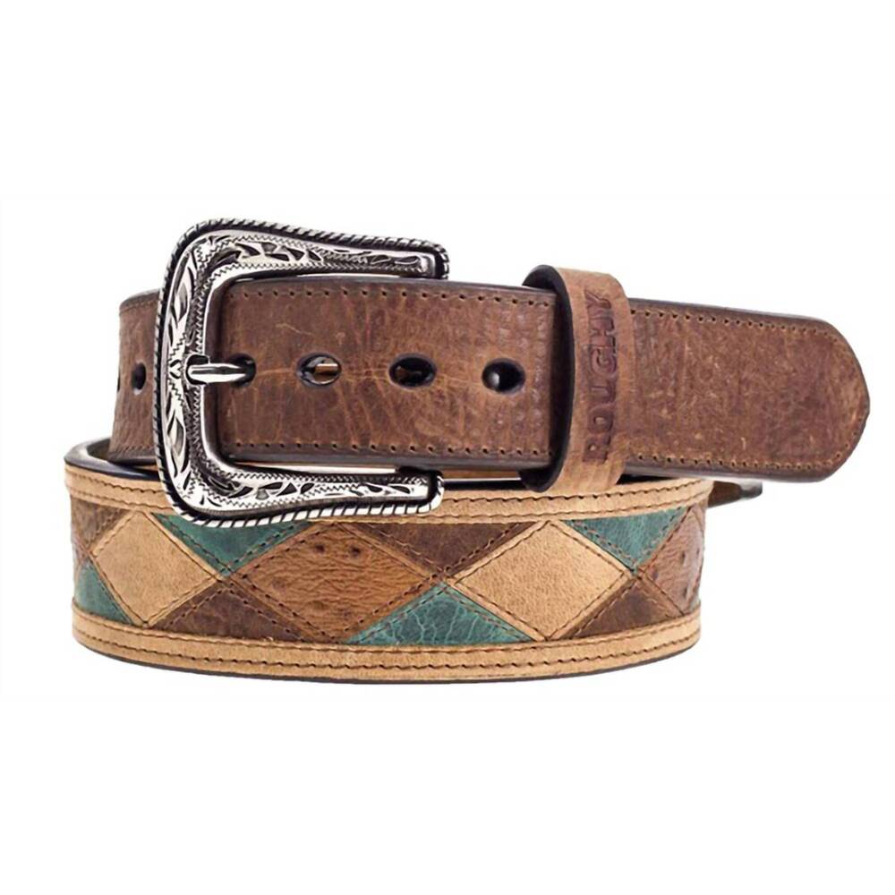 NEW HOOEY men's leather belt in brown/multi